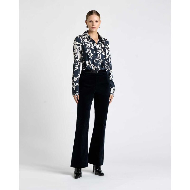 Cue Ink Stencil Floral Satin Shirt image number 3